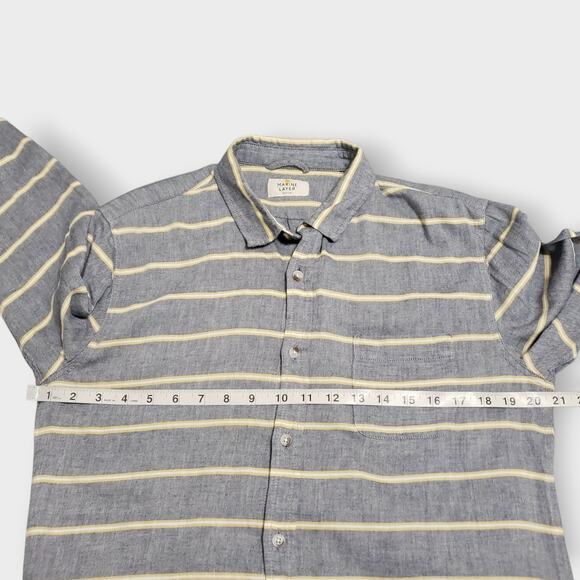 Marine Layer Alemany Mens Casual Button Up Shirt Gray Yellow Stripe Sz Medium - Picture 10 of 13
